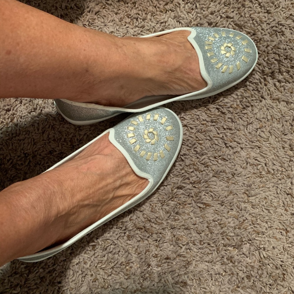 Jack Rogers silver glitter flats